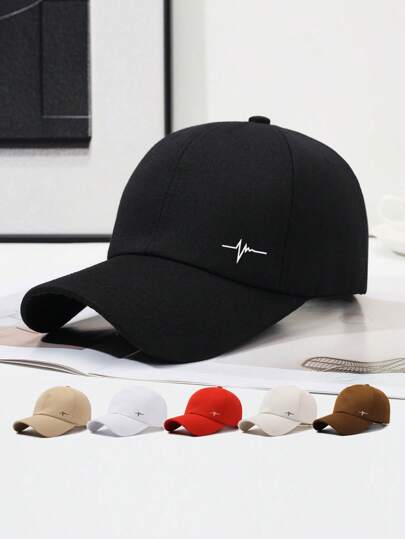 1 Pieza Gorra de béisbol ajustable para hombre, de estilo casual y minimalista, con estampado de línea de latido del corazón, adecuada para uso diario y al aire libre