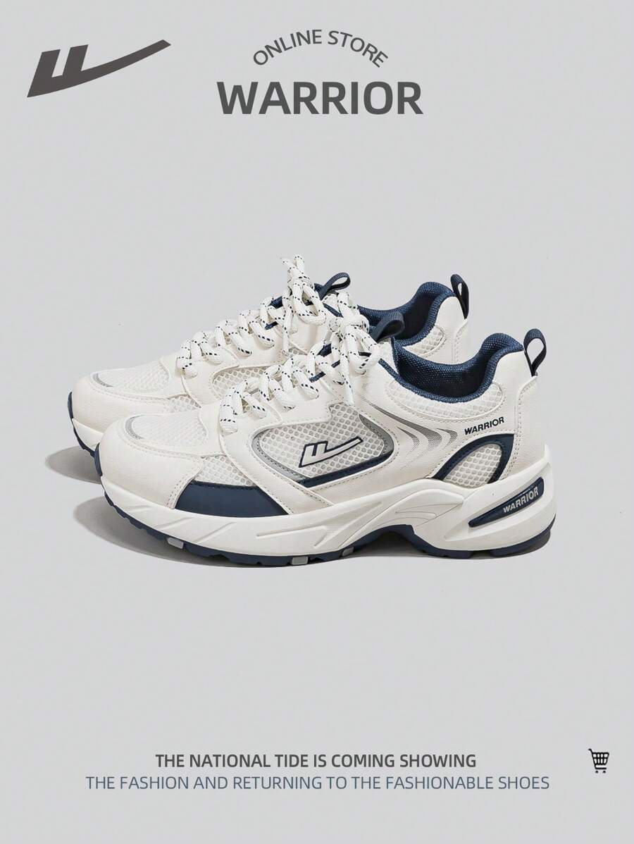 1 pereche de sport, plasă, respirabil, cu șireturi în față, cu talpă groasă, culoare contrastantă, versatilă, joasă, pantofi casual sport în aer liber