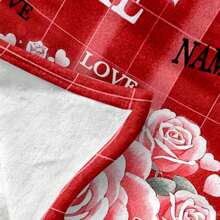 1 件舒适情人节印花定制名字法兰绒毛毯，现代风格涤纶纤维矩形，柔软温暖，适合客厅、沙发、床上家居使用，也可用于户外旅行，是情人节、复活节、生日派对、周年纪念日和各种节日的完美个性化礼物