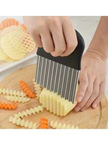 2pcs Stainless Steel Wave Cutter, Versatile Potato Radish Vegetable Chip Cutter, Food Safe Kitchen Tool, Universal Fit, Manual Operation
