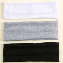 3条装女士宽版舒适弹力发带，适合瑜伽、运动、户外活动，颜色有深灰、浅灰和黑色可选，秋冬季发带，女士度假装扮必备，时尚头巾，女士围巾 - 彩色 - 查看 1