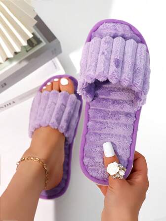 女士时尚夏尔巴白色毛绒拖鞋，伴娘拖鞋，冬季轻便室内羊毛家居拖鞋，毛茸茸的鞋子