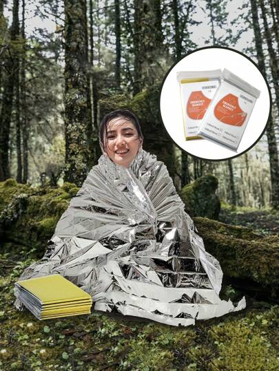 1pc Small, Beautiful And Practical Life-Saving Blanket For Outdoor Carrying, Insulation Blanket For Saving Lives, Sun Protection, Rain Resistance, Doomsday Outfit, Tent, Aluminum Film Travel