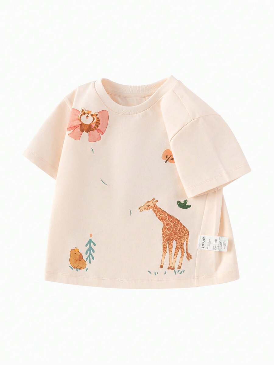 Balabala Camiseta de manga corta para niña, nuevo diseño de verano 2025 - blanco rojo - Ver 1