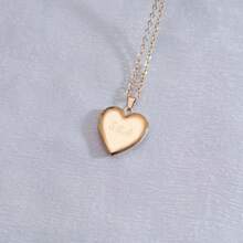 Custom Photo And Text Engraved Heart Locket Necklace,Personalised Photo Heart Pendant,Custom Valentine's Day,Birthday Gift,Mom Gift Necklace,Your Photo Jewellery - Gold - View 3