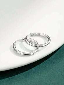 1 Pair Minimalist Plain Hoop Earrings,Titanium Steel, Suitable For Men And Women, Everyday, Dating, Party And Gifts - 2pcs - View 7