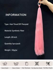 1PC KIDS Synthetic DIY Ponytail Hair With Elastic Hair Band Long Yaki Straight Hair Hair Band Ponytail Hair Extension Party Daily