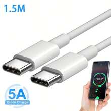 TekaGene PD 100W Fast Charging Cable USB Type C To Type C 5A 20V Fast Charger Data Cable Compatible With Iphone 15 Max Pro - White - View 8