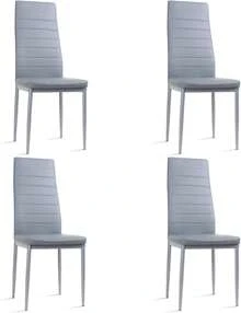 Dining Table And Chairs Set Of 4, High Back PU Leather Chair With Glass Chrome Leg Table - Table + Grey Chair - View 5