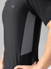 361degree Men's Short Sleeve Swimsuit Top, Spring/Summer New, Contrast Color, Mesh Inset, Reflective Print, High Stretch Breathable Quick-Dry Fabric, Suitable For Swimming, Surfing, Beach Volleyball, Outdoor Sports, Water Sports, Hot Spring, Rafting, Trekking, Multi-Scenario Wear, Adults & Teenagers (Suggest Sizing Up One Size)