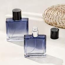 FIGHTYU 1pc, 1.01oz/1.69oz High Capacity Blue Glass Perfume Bottle, Fine Mist Spray, Suitable For Custom Perfume, Birthday Gift, Fragrance-Free PVC Immune
