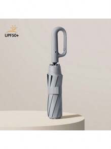 1 pezzo Ombrello automatico pieghevole con manico a gancio, ombrello da viaggio portatile, impermeabile e con protezione UV, adatto per giornate soleggiate e piovose, rinfrescante per l'estate, spiaggia, viaggi