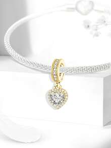 2pcs/Set Fashionable Heart & Eiffel Tower Bead Pendant, Suitable For Women Bracelet, Bangle DIY Jewelry Making And Daily Outfit Matching - Gold - View 2