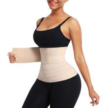 FEELINGIRL Waist Trainer For Women Trimmer Belt Waist Cincher Tummy Wrap Plus Size Snatch Me Up Bandage Body Shaper - Apricot - View 3