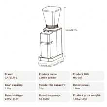 CAFELFFE 防静电锥形毛刺咖啡研磨机，带精密电子计时器和 48 种厚度设置，可调节咖啡豆研磨机，黑色，150W - 英規插(220-240V) - 查看 4