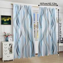 2片装蓝色条纹印花窗帘，轻盈涤纶面料，保护卧室、客厅等家居空间的隐私