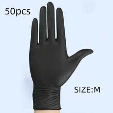 商業級丁腈手套，多用途、一次性、防水、防靜電，適用於紋身、美甲、美髮、家庭廚房清潔、勞動、餐飲服務 - 黑色 - 查看 16