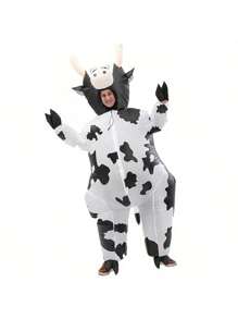 1 pezzo Costume da mucca gonfiabile carino, costume da indossare a tutto il corpo, accessorio per performance, adatto per feste a tema fattoria di Pasqua, Ognissanti