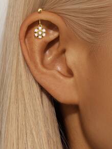 1 Stück Multi-Element Anhänger 925 Sterlingsilber Ohrringe für Damen flach rund Knorpel Ohrstecker perfekt für Alltag/Party Braut Schmuck Feiner Schmuck