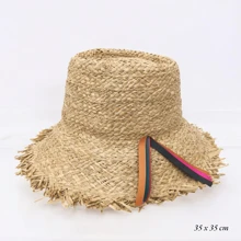 Cappello da spiaggia bohémien casual ed elegante, con fiocco a contrasto di colore solido, protezione UPF, adatto per primavera, estate e autunno - Naturale - Visualizzare 3