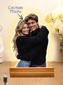 1 件定制照片夜灯 - 个性化相框，带图片和 3D 木质底座，亚克力浪漫礼物，情人节/周年纪念/乔迁/婚礼/生日/圣诞节/感恩节/万圣节（床头装饰） - 均碼 - 查看 12