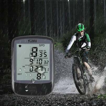 1pc Bicycle Odometer, Waterproof Outdoor Cycling Odometer, Multifunction Speedometer With Large LCD Display, Suitable For Road Bikes And Mountain Bikes