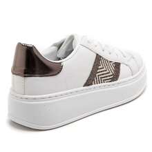 Women's White Platform Sneakers With Pattern - Modern Style And Comfort - Gunmetal - View 4