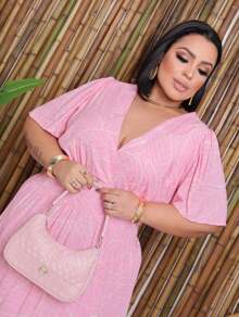 MILENKA DRESS - Baby Pink and Cream - View 2