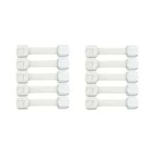 5/10packs Cabinet Locks, For Drawer, Fridge, Washing Machine, Dish Chair, Cupboard, Closet, Oven, Trash Can, No Adhesive Adjustable Multi-Purpose Lock Buckle, White