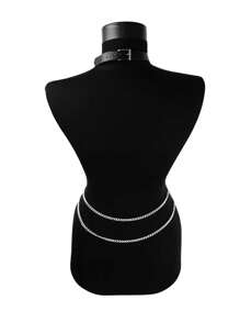 1 pieza Cinturón de suspensor de piel sintética simple con cadena de borlas multicapa para el pecho - Cinturón ajustable para mujer adecuado para uso diario, tiempo libre y ocasiones especiales