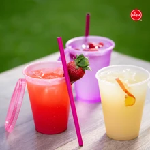 Paquete 10 Vasos Reusables Tipo Star Para Bebida Fría Mini 16 Oz - Morado Glitter - Ver 5