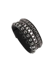 Yanxyad 1/4 szt. Czarna bransoletka ze skóry PU, fajna rockowa regulowana bransoletka w stylu punkowym z nitami, modna gotycka punkowa retro wielołańcuchowa bransoletka dla par do tańca ulicznego dla mężczyzn i kobiet, opaska na nadgarstek z lat 80. gotycka bransoletka punkowa bransoletka mankietowa unisex na prezenty na imprezę