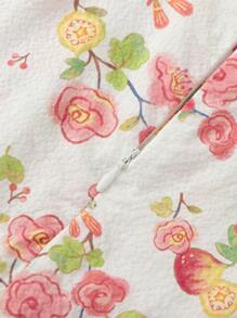 Balabala Baby Girl 2026 Summer Princess Style Floral Pattern Round Neck Cap Sleeve Dress - Red and Green Hue - View 7