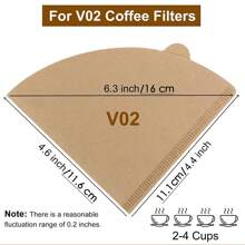 Coffee Filters,Unbleached, Size 02/04 Cone Filters, Disposable Natural Paper Filters 2-4/8-12 Cup, 04 Cone Filters For Pour Over And Drip Coffee Maker,50 Count