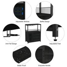 Farmhouse Wine Bar Cabinet With Detachable Wine Rack And Storage Cabinet Kitchen Buffet Cabinet With Glass Holder And Mesh Door Buffet Sideboard For Living Room And Bar