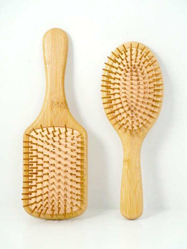 1 Pc Large Air Cushion Bamboo Comb,Bamboo Paddle Hair Brush With Handle, Natural Bamboo Comb Paddle Detangling Hairbrush, Suit For Women Men And Kids ,Portable Detangling Haircomb For Massaging Scalp,Thin/Curly/Dry Hair,Hair Brush,Comb,Hair Tools,Hair Products And Accessories For Barber Salon Beauty Travel Essentials