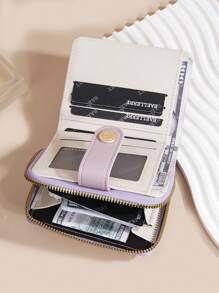 Baellerry Cartoon Bear Snap Button Zipper Coin Purse Wallet Purse Wallet Mini Wallet Small Wallet Cute Wallet - Purple - View 4