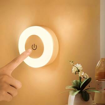 1 件触觉 LED 夜灯，用于卧室装饰，亮度可调，非常适合走廊、卧室、浴室、客厅和衣柜（3 种模式/暖光/白光）。