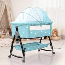 VOICEPTT Cuna Colecho para Bebe, Cuna de Viaje para Bebé 3 en 1, Moisés para Recién Nacido con Cesta de Almacenamiento y Ruedas Giratorias de 360 Grado, 6 Niveles de Altura Ajustable (Gris) - Verde - Ver 7