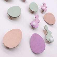 12 件复活节兔子和鸡蛋木夹，木制，无需电力，无羽毛，适用于派对装饰和照片夹 - 彩色 - 查看 7