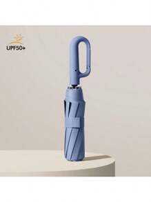1 pezzo Ombrello automatico pieghevole con manico a gancio, ombrello da viaggio portatile, impermeabile e con protezione UV, adatto per giornate soleggiate e piovose, rinfrescante per l'estate, spiaggia, viaggi