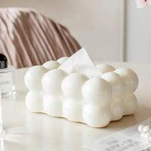 1pc Desktop Tissue Box, Creative Design Plastic Tissue Dispenser, Luxury Cream Style Desk Tissue Paper Storage Container, Suitable For Daily Home, Holidays, Weddings, Christmas Parties, Back To School Decor