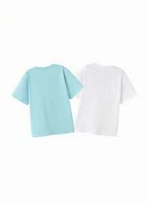 Balabala Kaos Lengan Pendek Anak-Anak, Atasan Cepat Kering Musim Panas 2025 - biru dan putih - View 5