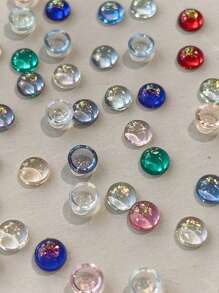100pcs Mermaid Bubble Beads Nail Art Decorations, Mixed Colorful Flat Bottom Rhinestones 2.8mm And 4mm Nail Accessories For DIY Nails - Multicolor - View 4