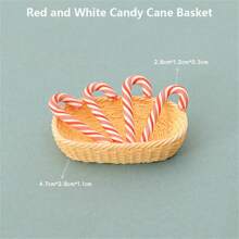 1 套微型逼真拐杖糖模型装饰配件、篮子和装饰品