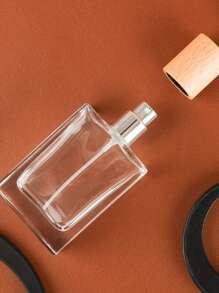 1pc/2pcs 30ml Square Wooden Cap Perfume Sprayer Bottle, Portable Travel Fragrance Refillable Bottle, Suitable For Storing Perfume, Alcohol And Other Liquids