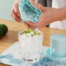 Mini molde de cubos de hielo de silicona, cubo de hielo redondo, caja de almacenamiento de hielo, herramientas creativas de bar para el hogar, fabricante de hielo para refrigerador - Mini Azul - Ver 7
