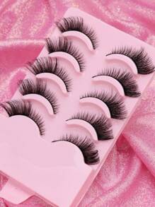 AYRMILLA Lashes 5 paar wimpersets Wimperborstel Natuurlijke valse wimpers Fluffy Soft Dramatische 3D nertsenwimpers Lange, luchtige wimpers Meerlaags Kort Dik Nepwimpers Extension Bulk Nepwimpers Make-upproducten Comfortabel om te dragen Handgemaakt Bovenste wimpers Gevleugelde uiteinden Oogverlenging Natuurlijke realistische wimpers Volle wimpers Langdurig volume Populaire make-up beautytool