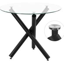 Dining Table And Chairs Set Of 4, High Back PU Leather Chair With Glass Chrome Leg Table - Table + Black Chair - View 5