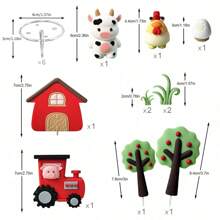 农场动物蛋糕装饰 奶牛蛋糕装饰 卡车蛋糕装饰 适用于农场动物婴儿洗礼生日派对装饰、圣诞节 - 11pcs farm set - 查看 3